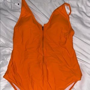 super cute orange zip up one piece!!!